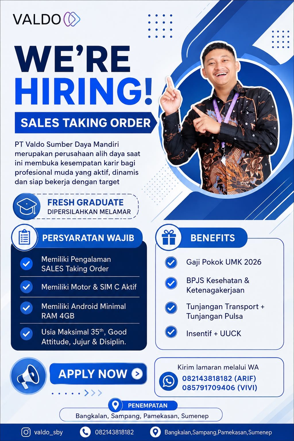 Flyer Lowongan PT. Valdo Sumber Daya Mandiri