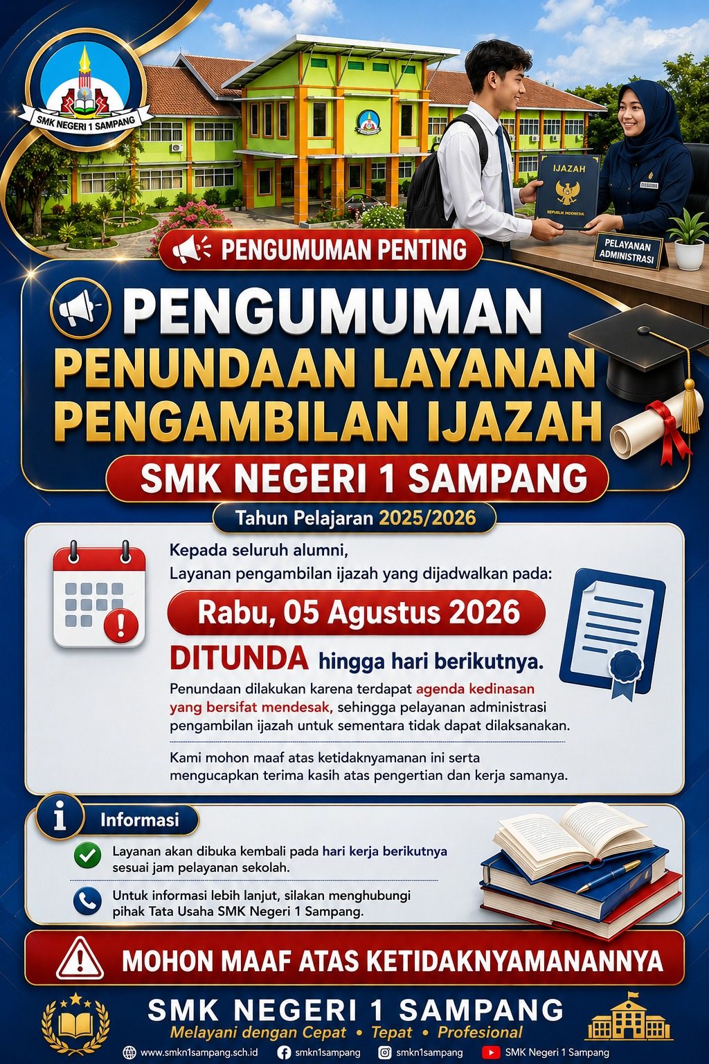 Pelayanan Pengambilan Ijazah SMKN 1 Sampang Ditunda karena Agenda Kedinasan